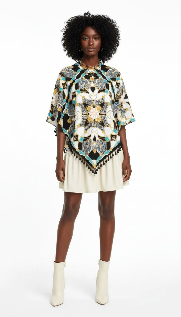 Geometric Fringed Cape