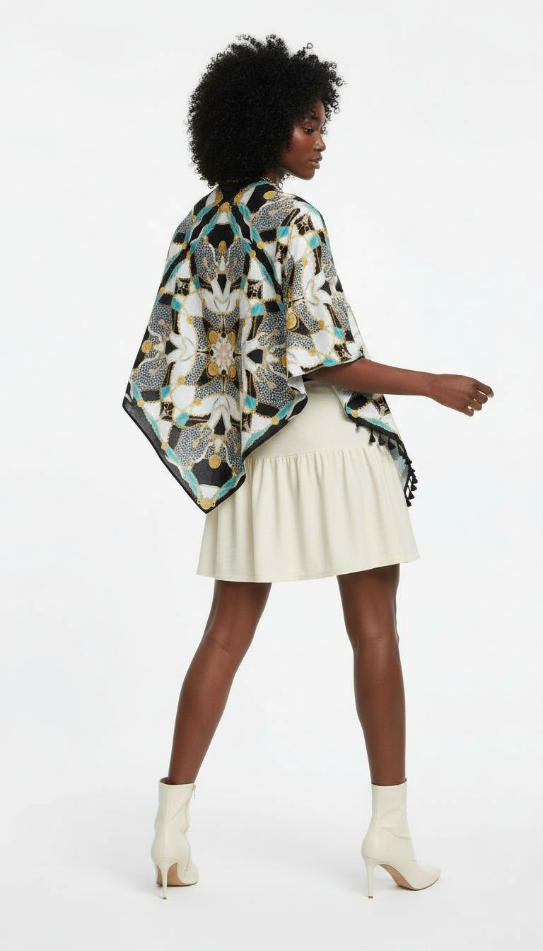 Geometric Fringed Cape