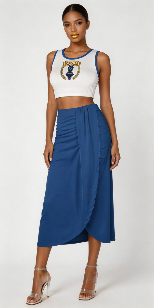 Crop Tankie Top And High Waist Maxi Skirt Set