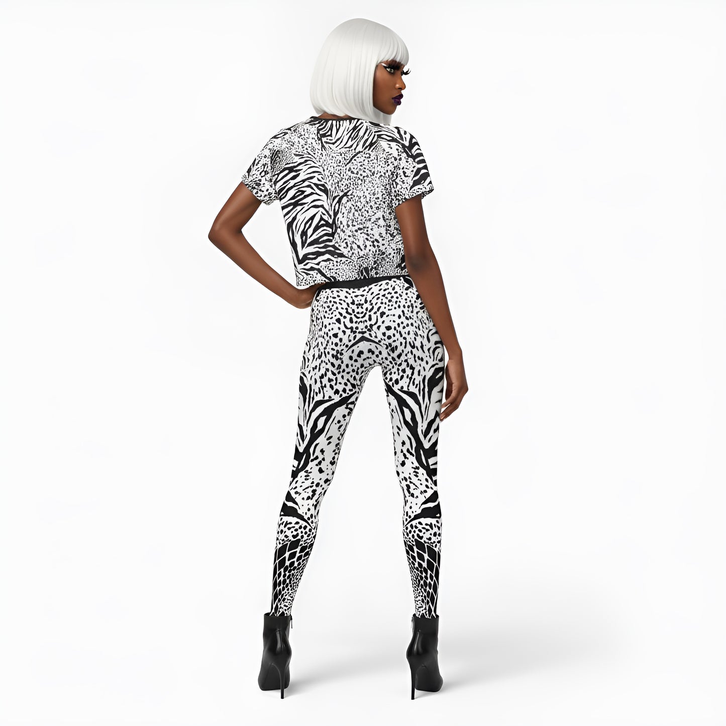 Zebra Geometric Striped Leggings