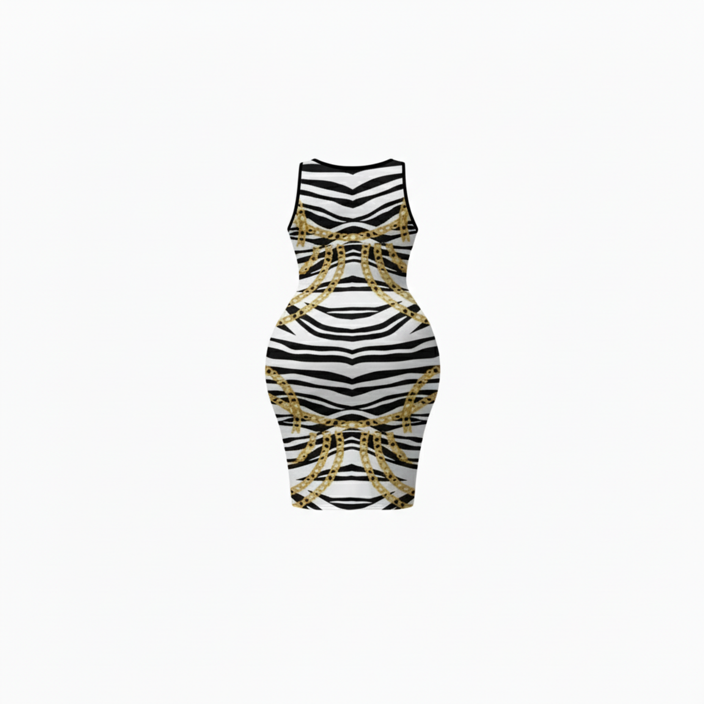Zebra Chains Plus Bodycon Sleeveless Dress
