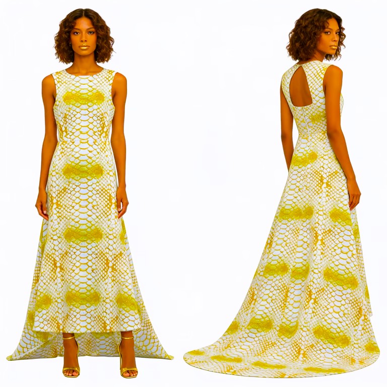 Gold White Shine Formal Dress
